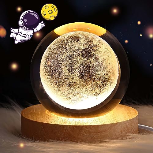 Lista de Lampara decorativa más recomendados. 48 RENDIN Luna 3d Glass Ball,Lampara de galaxia/luna/saturno,Decorar La Habitación, Regalos Navideños para Niños