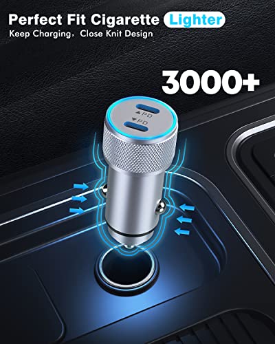 Iphone Car Charger, Dual Usb C Fast Car Charger[Apple Mfi Certified]40W Type C Apple Car Charger + 2Pack 3.3Ft Lightning Cable + 20W Pd Iphone Charger Fast Charging For Iphone 13/12 Pro Max/11/8/Ipad #TOP3