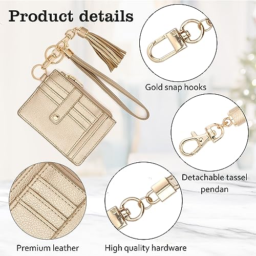 Image of KNGITRYI Small Wristlet Wallets for Women RFID Credit Card Holder Wallet Keychain Wristlet Wallet Credit Card Wallets for Women (Gold)