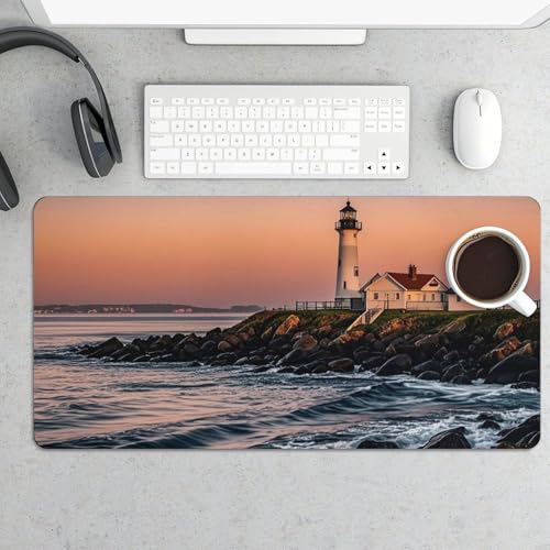Portland River Lighthouse Sunrise Desk Pad protector grande miniatura 5