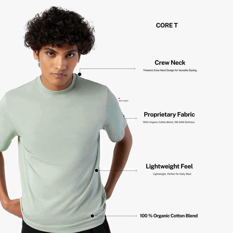 Image of LUDIC Core T Dailymove Collection | Regular Fit | Crew Neck T Shirt | 100% Organic Cotton, 180GSM | Lightweight & Comfortable | Everyday Essential | Casual T-Shirt for Men & Women