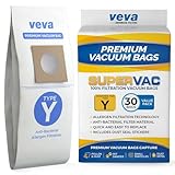 VEVA 30 Pack Premium SuperVac Vacuum Bags Type Y Compatible with Hoover WindTunnel Upright Vacuum Cleaners Style Y, YZ, Z Allergen 4010100Y Models Replacement Bag