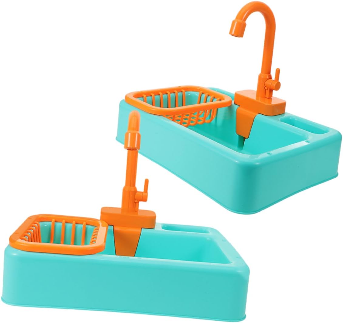 2pcs Automatic Water Cycle Bird Bath Tub for Birds Interactive Vegetable Washing Basin Toy for Pet Parrots Fun and Compact Bathing