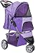 Paws & Pals 3 Wheeler Elite Jogger Pet Stroller Cat/Dog Easy Walk Folding Travel Carrier, Lavender Purple