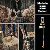 Fiskars Werkzeug-Set, Spaltaxt inkl. Klingen-/Transportschutz, Stahl/Kunststoff und Handsäge für frisches Holz, Einziehbar, Rostfreies Stahl-Sägeblatt, Schwarz/Orange, 1025437 – Ansicht 2