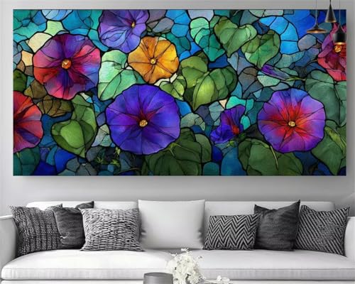 Diamond Painting Fleur Coloré 40x80cm Grand Format DIY Peinture Diamant 5D