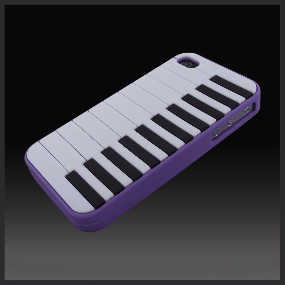 Piano Keyboard on Purple Flexa flexible silicone soft skin case cover for Apple iPhone 4 4G 4S