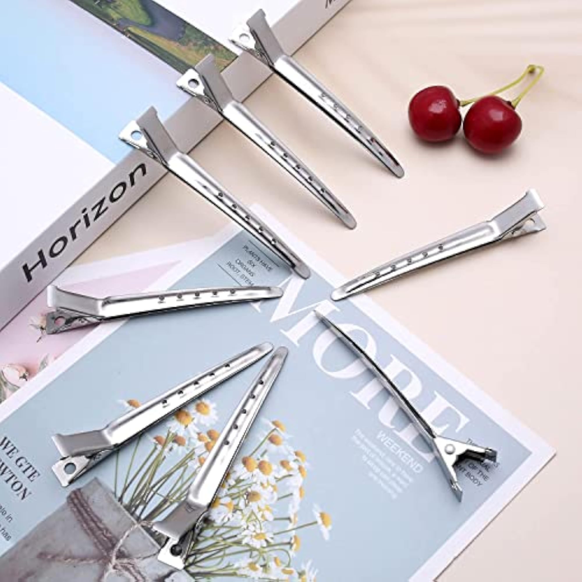 12 Pcs Stainless Steel Duck Teeth Hair Section Pins