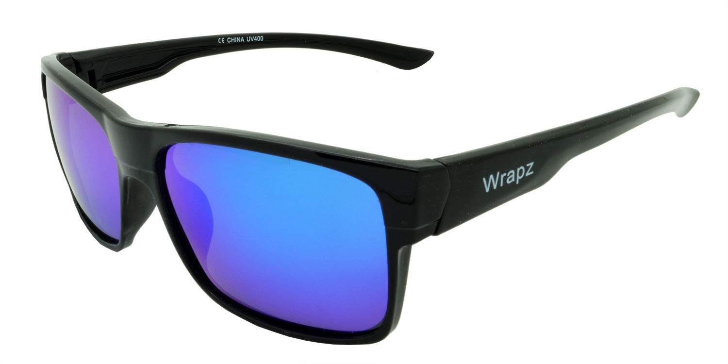 WrApz601 Polarised Sunglasses Gloss Black with Blue Mirror Lens