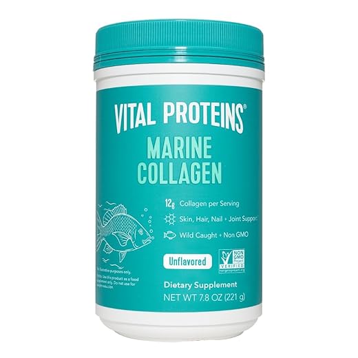 Vital Proteins Marine Collagen Peptides Powder Supplement for Skin Hair Nail Joint - Hydrolyzed Collagen - 12g per Serving - 7.8 oz Canister