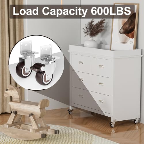 Nisusk LQ-2L 2 Inch L-Shaped Side Mount Heavy Duty Casters - Metal 360° Ball Bearing Rubber Caster,Load 600Lbs,Set Of 4 Premium Polyurethane Plate Swivel Casters Wheels thumb #1