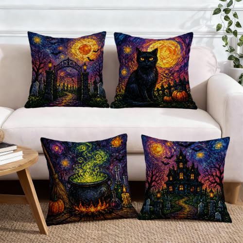 Housse de coussin Halloween fermeture éclair cachée anti-rayure canapé - 4