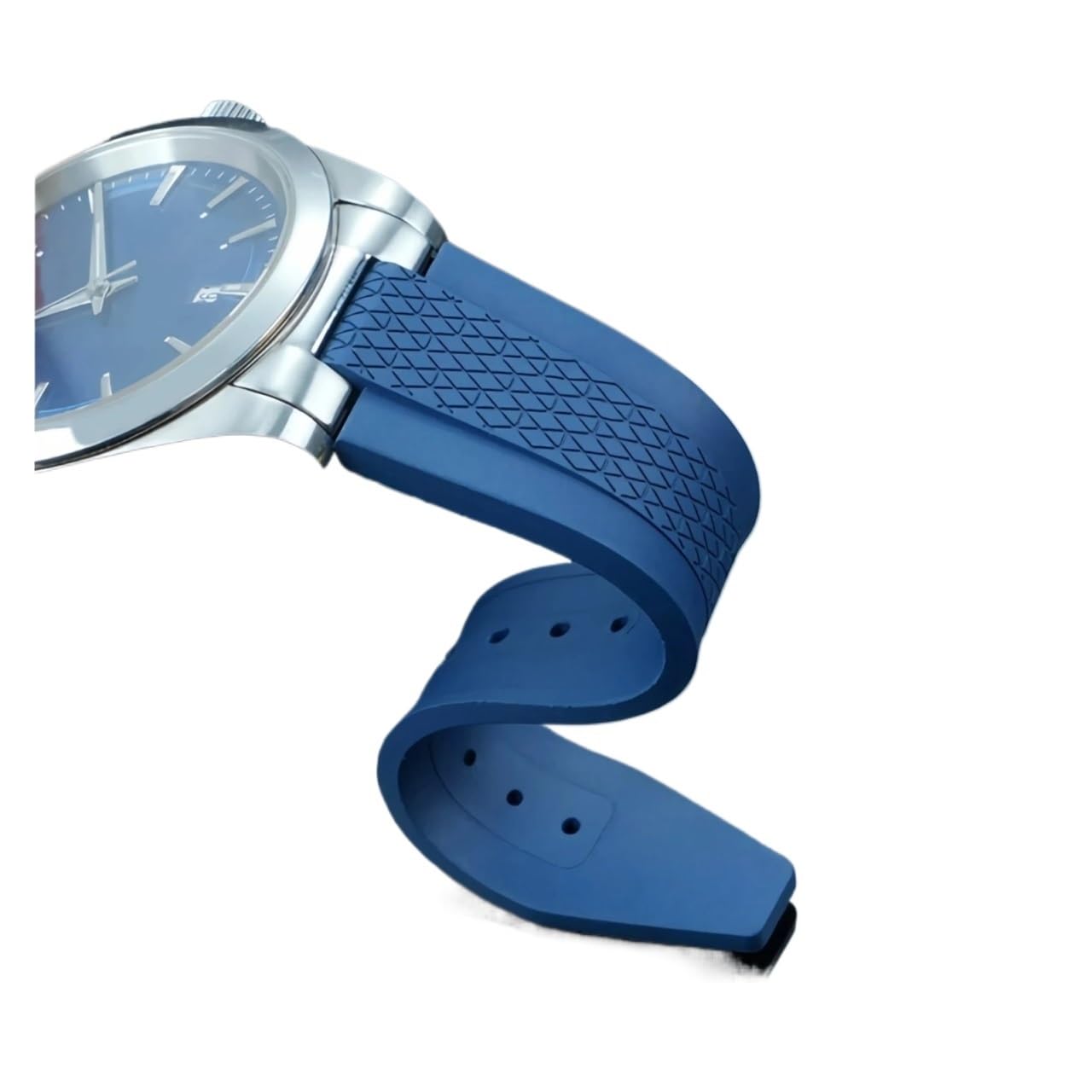 Correa de reloj deportiva impermeable compatible con Longines CONQUEST GMT 41MM Deal L3.830.4 Correa de reloj de goma fluorada L3830 Correa de cierre plegable de 21 mm