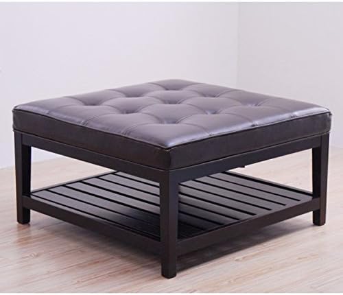 Metro Shop Hudson Dark Brown Leather Ottoman
