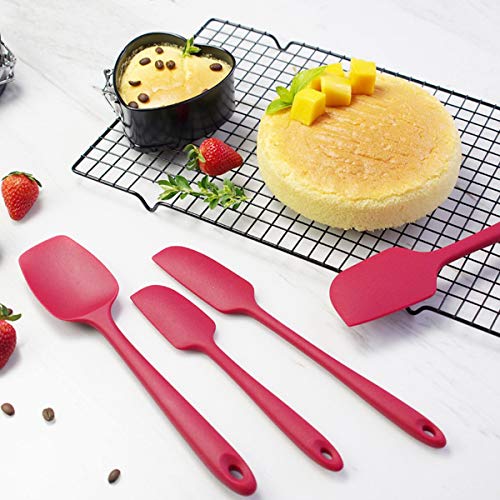 Jogo de Espátulas e Pegador em Silicone para Confeitaria Cor:Vermelho