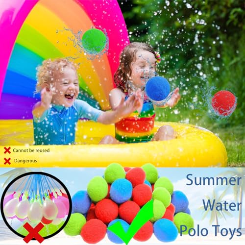 XIEXIESHER 40 Wiederverwendbare Wasserbälle, 30/40/50 Spritzbälle 5 cm, Wasserschlacht Bälle für Kinder und Erwachsene, Pool, Strandspielzeug, Trampolin, Wasserbomben, Sommerspaß im Freien
