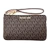 Michael Kors Jet Set Travel Large Top Zip Signature PVC Wristlet Clutch (brown/blush)