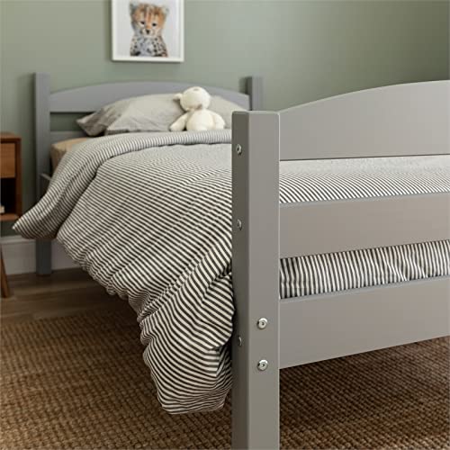 Walker Edison Della Classic Solid Wood Twin Over Twin Bunk Bed, Twin Over Twin, Grey #TOP4