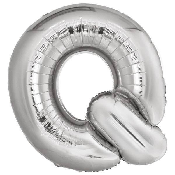 Amscan 9909566 9909566-Silver Buchstabe Q SuperShape Folienballon-38, silber