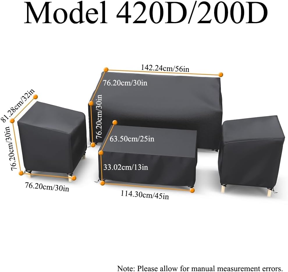 TopHomer 4PCS 200D Patio Chair Covers for Outdoor Furniture Waterproof Lawn Chair Covers Heavy Duty Oxford Cloth, Covers for Lounge Lawn Deep Seat Black