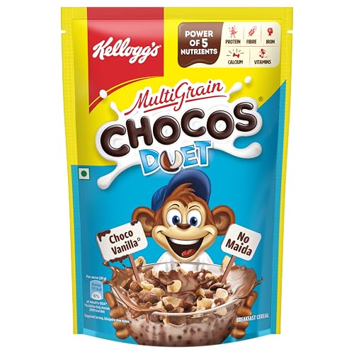 Image of Kellogg's Multigrain Chocos Duet 375g | Source of Calcium, High in Protein, with 10 Essential Vitamins & Minerals, Source of Fibre | Breakfast Cereal for Kids