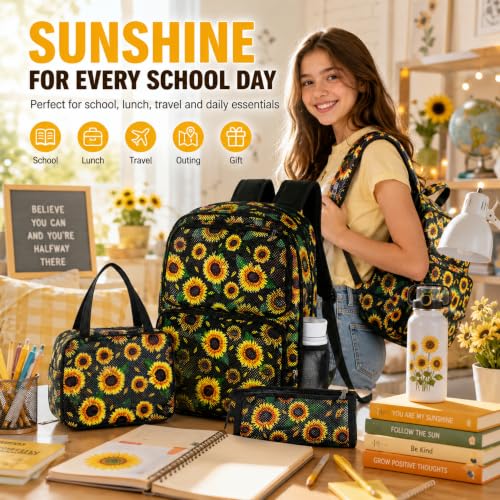 Image of Silkfly 3 Pcs Mesh Backpack Set, Heavy Duty Semi-transparent Bookbag with Lunch Bag Pencil Case for Travel, Beach, Sports