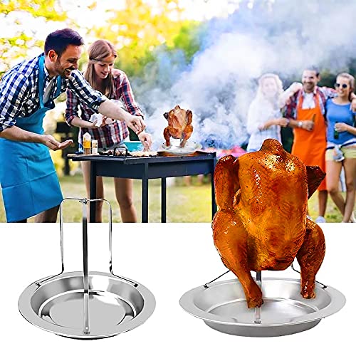 Foto von Graplan 2 Stücke Hähnchenhalter Hähnchenbraten aus Edelstahl Huhn Röster Rack Bier kann klappbar Antihaft Vertikal Huhn Halter für Backofen oder Grill Grill Zubehör Hähnchenbräter