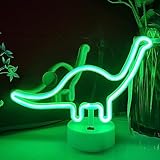 JYWJ Dinosaur Neon Sign,USB or 3-AA Battery Powered Neon Light,LED Table Decoration,Bedroom Wall Decoration,Birthday Gift,Wedding Supplies Business Gift(Dinosaur A With Holder Base)