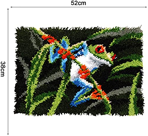 Bvsljlksjg Diy Rug Crochet Yarn Kits For Adults Frog Tapestry Kits With Colored Printed Canvas Latch Hook Rug Kits Rug Making Kits For Beginners Adults Kids Handmade Kit (Color : 20In X 15In) #TOP4