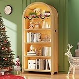 Gurexl 175 CM Curva Vitrina con LED luz y Sensor de Movimiento,Curio Vitrina...