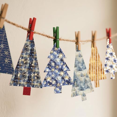 MerwDeeyt Scrapbook Papier Weihnachten Bastelpapier, 24 Blatt Doppelseitiges Winter Motivpapier, Buntes Dekopapier mit Muster für Journal Scrapbooking Fotoalbum Dekoration (A, 30.5x30.5 CM)