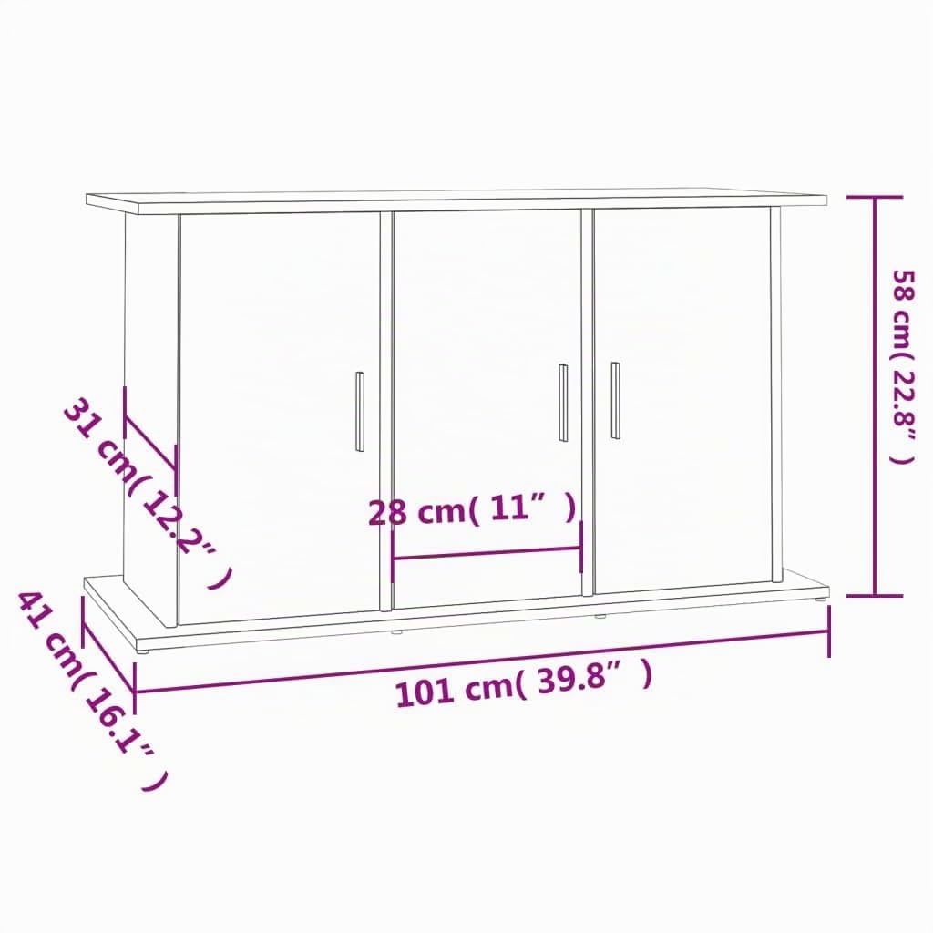 vidaXL Supporto Acquario 101x41x58 cm in Legno Multistrato Rovere Fumo