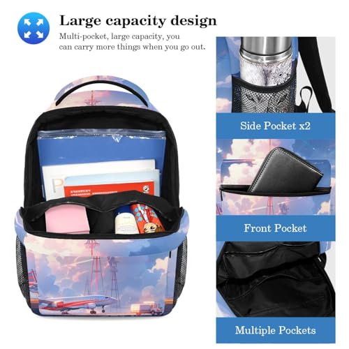 Sac à dos et trousse à crayons motif avion pour éviter le mal de dos - 3
