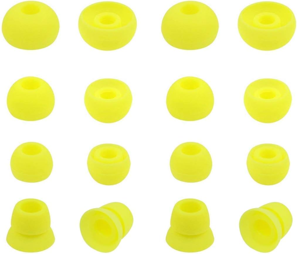 Zotech 8 Pair (16pcs) Replacement Earbud Tips for Beats Powerbeats3 Wireless Stereo Headphones - Small, Medium, Large, and Double Flange (Yellow)