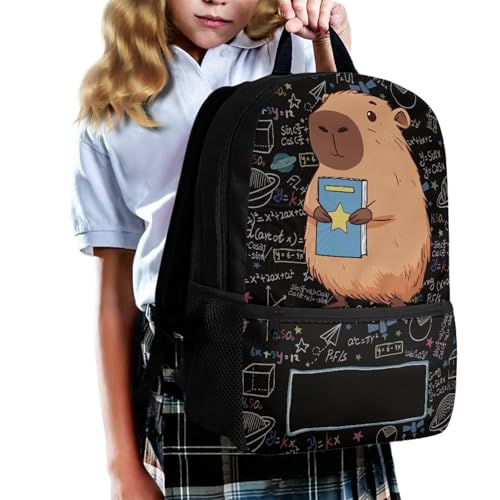 Rnyleeg Personalized Capybara Backpack for Boys Add Your Name Boys Backpack Ages 6-8 8-10 10-12 Primary School Bag for Teenagers Travel Rucksack3