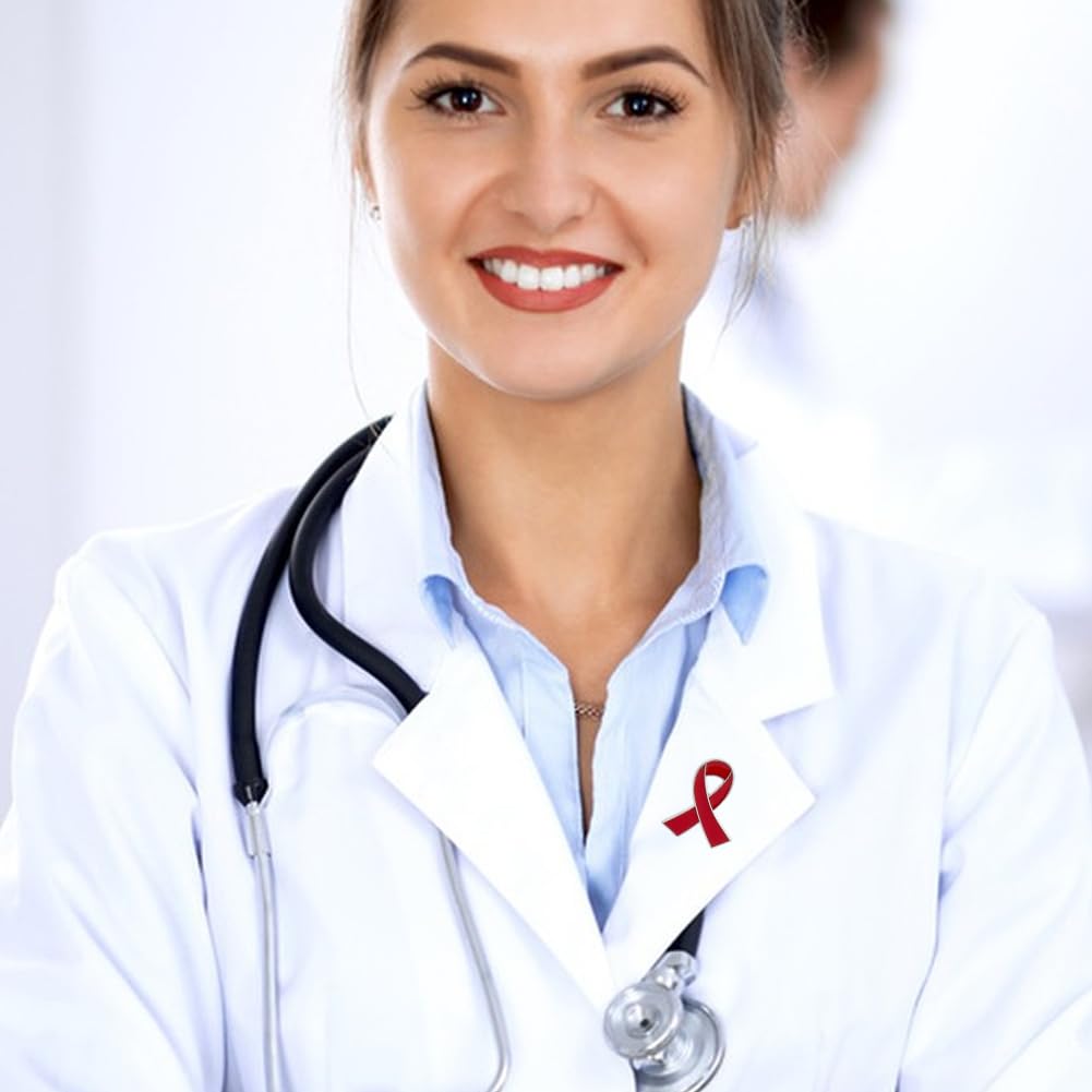 CRASPIRE 25 Set di Spille con Nastro Rosso Spilla in Metallo Smaltato per Campagne di Sensibilizzazione Prevenzione Beneficenza Evento Sociale Pubblico Distintivo Accessorio per Donazioni per Donne