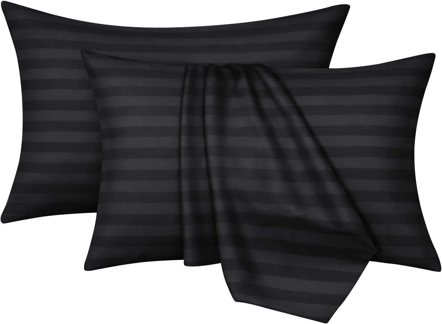 Pillow cases 2 pack - Black Stripe 50x75cm Luxury Pillowcase 100% Microfiber Hotel Quality Pillow Cover - Super Soft and Breathable Pillow Case