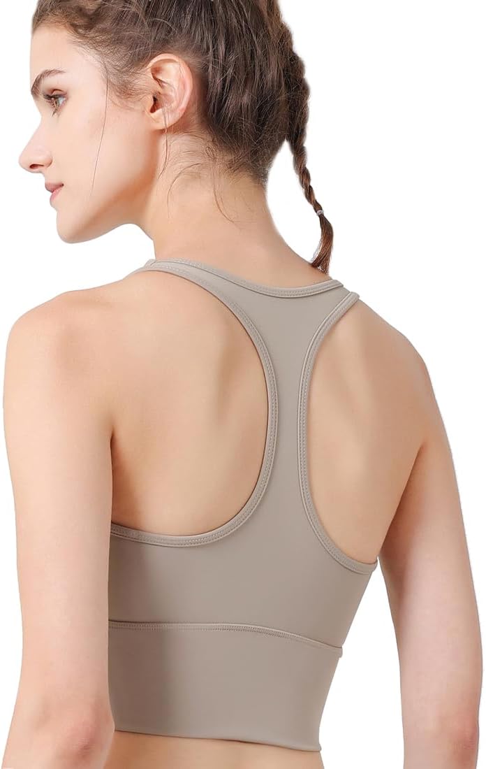 Harssidanzar Yoga Two-Piece Set Long Sleeve for Women Mesh Gym Athletic Tops Workout Shirts with Sports Bra CL306US