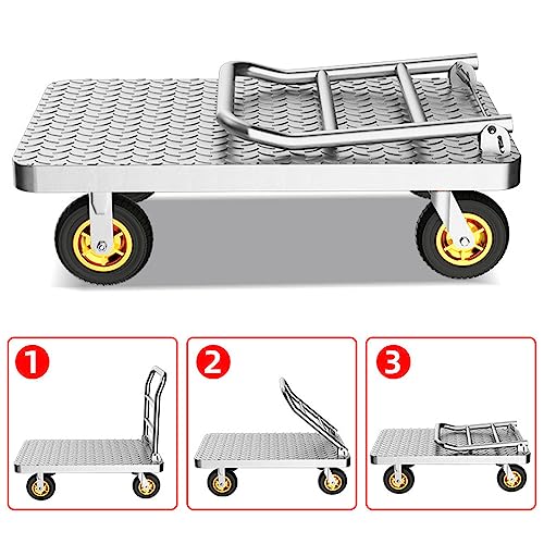 Trolley in acciaio inox con piattaforma di carico