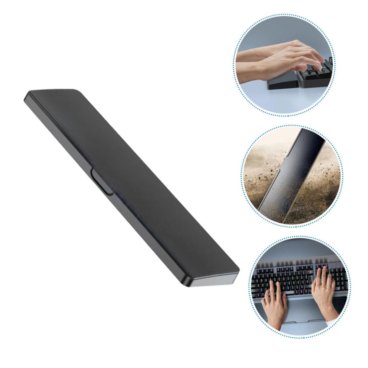 jojofuny Poggiapolsi Multifunzione per Tastiera e Mouse, in Abs e Gomma, Nero, con Base Antiscivolo e Angoli Arrotondati per Ufficio