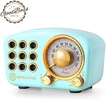 Greadio Retro Bluetooth Speaker, Vintage Radio, FM Radio with Old Fashioned Classic Style, Strong Bass Enhancement, Loud Volume, Bluetooth 5.0 Wireless Connection, TF Card and MP3 Player (Blue)