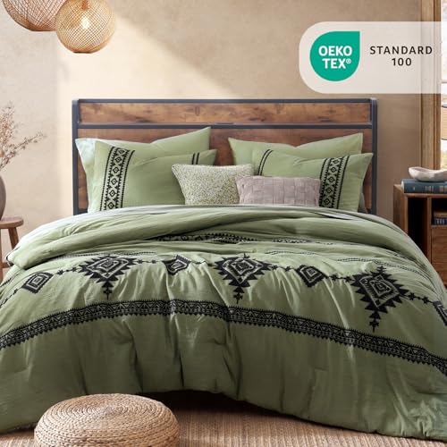 Image of MaiReve Embroidery Queen Size Comforter Set 7 Pieces Western Bed in a Bag