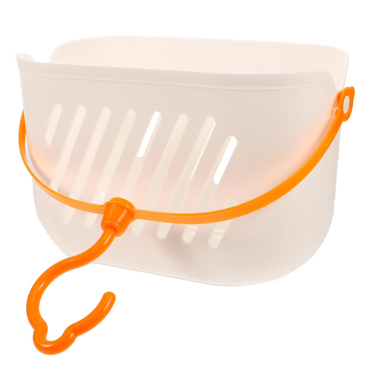Angoily Cesta de ducha colgante de plástico para colgar, cesta de ducha portátil, organizador de cocina con gancho para el hogar, color blanco