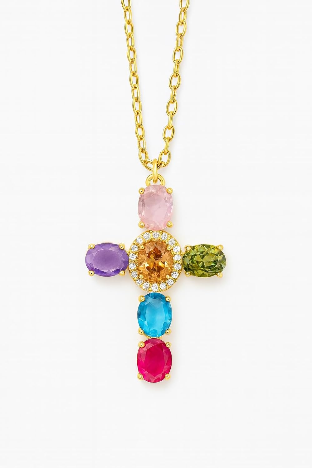 18K Gold Plated Cross Necklace for Women, Cubic Zirconia Dainty Pendant Chain, Elegant Faith Jewelry, Layered Gold Chain for Everyday Wear and Gifts - Image 8