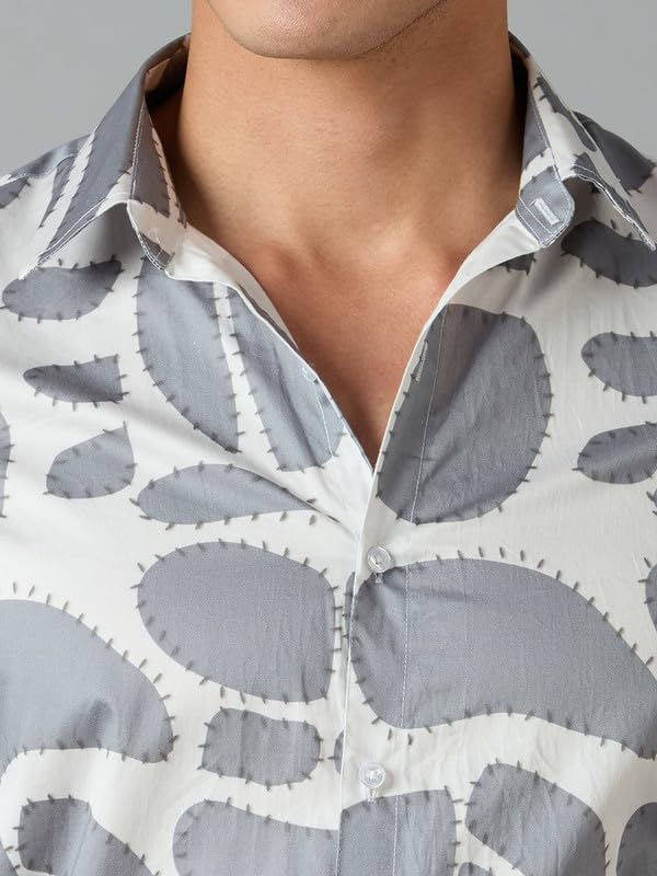 Image of Men's Printed Regular Fit Full Sleeves Cotton Formal Shirt