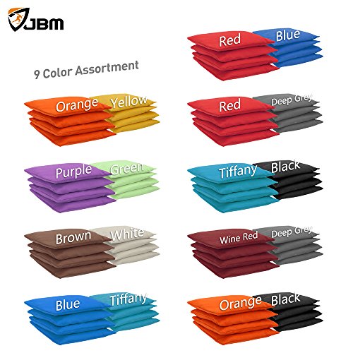 Jbm Cornhole Bag (Pack Of 8) Weather Resistant Cornhole Bags With Recycled Plastic Pellets For Tossing Corn Hole Game - Free Carrying Bag Included (Orange & Black, 14Oz) #TOP6