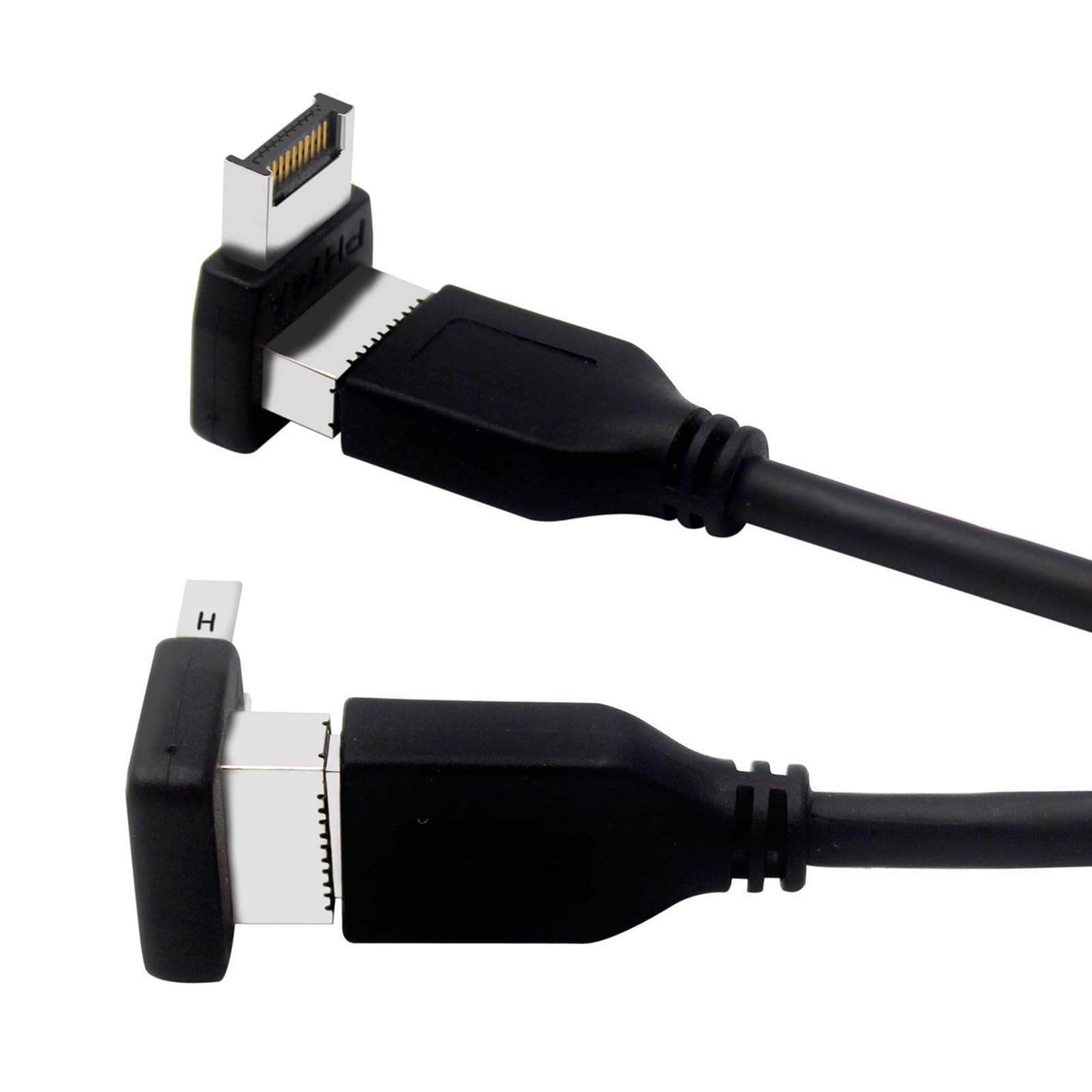 Adapter USB typu E pod kątem prostym, panel przedni męski na żeński do płyty głównej USB C (B)
