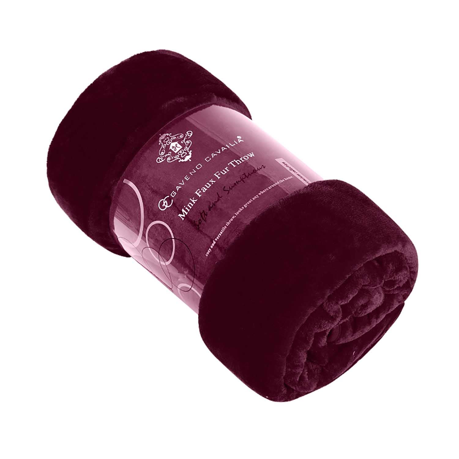 GC GAVENO CAVAILIA Fuzzy Fleece Blankets King Size Throw Blankets for Sofa Bed & Couch, Plush Cosy Fluffy Travel Blanket, Thermal Warm Lightweight Throws, 200x240 Cm, Aubergine