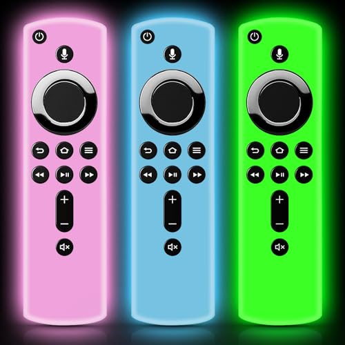 ONEBOM (3 Pack) TV Remote Case, Silicone Remote Cover, Remote Control Covers(Glow Green+Glow Blue+Glow Pink)