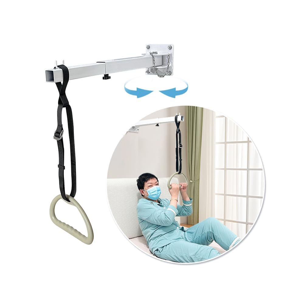 NEPPT Betttrapez für ältere Menschen, Klimmzughilfe, Handicap-Bettgitter, medizinische Trapezstangen für das Aufstehen aus dem Bett, Krankenhaus, Überkopftrapez-Ständer, Stange für Bett, Mobilität